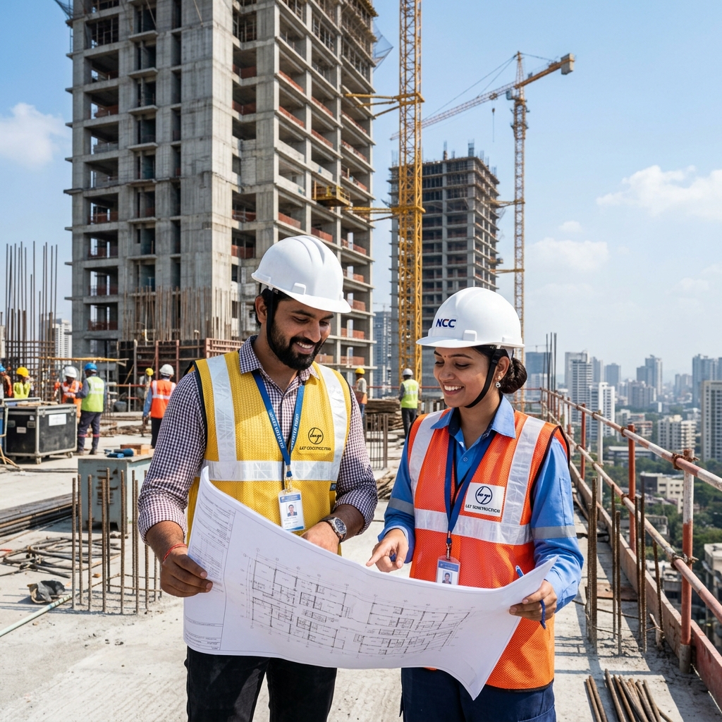 VS Builders engineers on active site